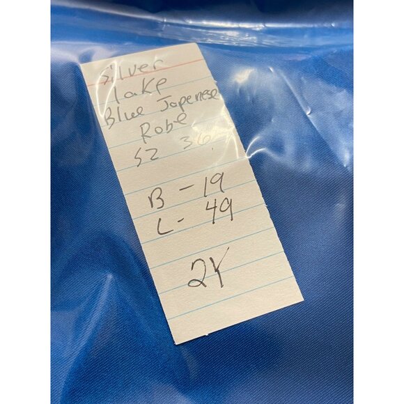 Vtg Silver Lake Duster Opera Coat Asian Style Satin Blue Size M - Picture 10 of 10